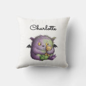 Cute Purple Green Fluffy Monster Buddy Kussen (Achterkant)