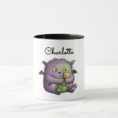 Cute Purple Green Fluffy Monster Buddy Mok (Midden)