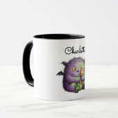 Cute Purple Green Fluffy Monster Buddy Mok (Voorkant links)