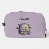 Cute Purple Green Fluffy Monster Buddy Toilettasje (Voorkant)