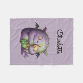 Cute Purple Green Fluffy Monster Kids Fleece Deken (Voorkant (Horizontaal))