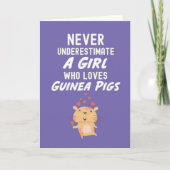 Cute Purple Guinea Pig Cards For Baby Girls Kids Kaart (Voorkant)