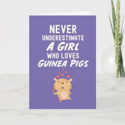 Cute Purple Guinea Pig Cards For Baby Girls Kids Kaart (Voorkant)