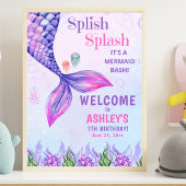 Cute Purple Mermaid Tail, Girl's Birthday Party Poster