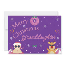 Cute Purple Merry Christmas Granddaughter