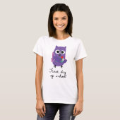 Cute, purple owl, owlet "First day of school" T-shirt (Voorkant volledig)