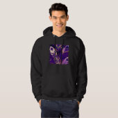 Cute Purple Peacock Feathers Illustration Birds Wo Hoodie (Voorkant volledig)