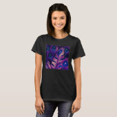 Cute Purple Peacock Feathers Illustration Birds Wo T-shirt (Voorkant volledig)