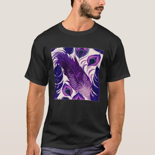 Cute Purple Peacock Feathers Illustration Birds Wo T-shirt (Voorkant)