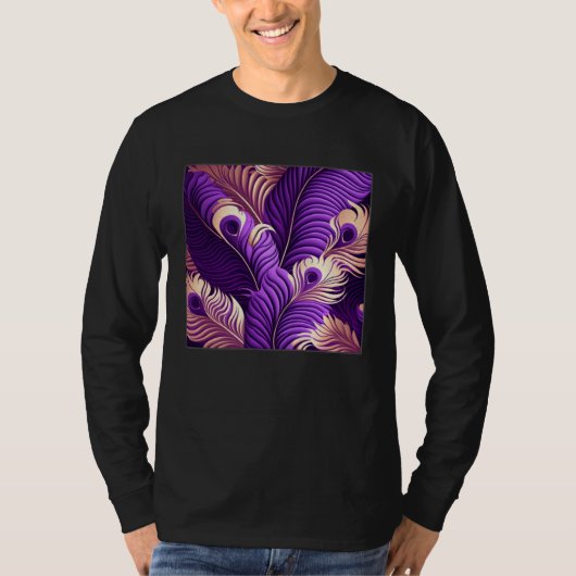 Cute Purple Peacock Feathers Illustration Birds Wo T-shirt (Voorkant)
