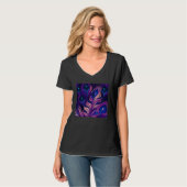 Cute Purple Peacock Feathers Illustration Birds Wo T-shirt (Voorkant volledig)