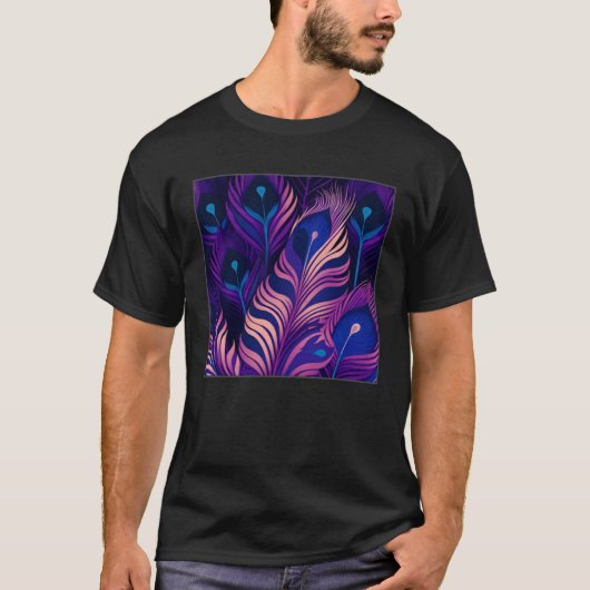Cute Purple Peacock Feathers Illustration Birds Wo T-shirt (Voorkant)