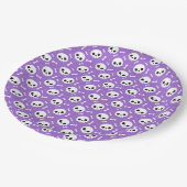 Cute Purple Skull & Bones Halloween Pattern Papieren Bordje (Gekanteld)