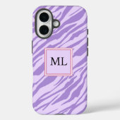 Cute Purple Zebra Pattern Personalized Initial Case-Mate iPhone Case (Achterkant)