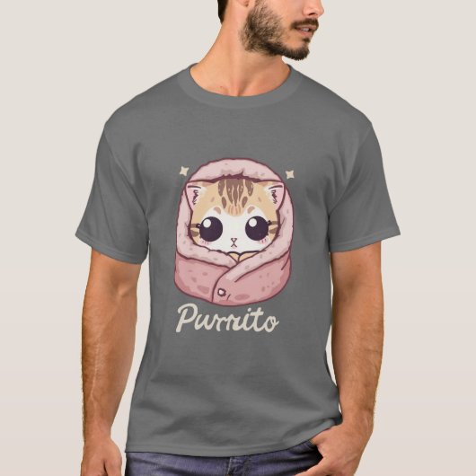 Cute Purrito Cat – Adorable Kitty Pun T-shirt (Voorkant)