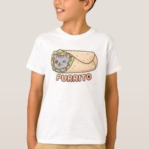 Cute Purrito Kat Burrito Grappige Punt Kawaii Kids T-shirt