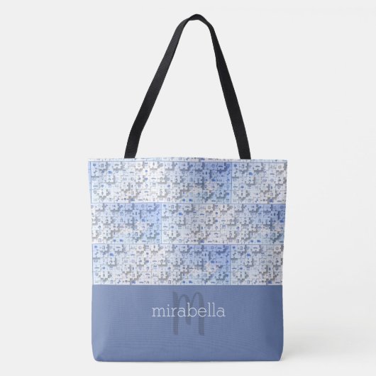 Cute Puzzle Piecks Monogrammed Canvas tas (Voorkant)