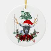 Cute Pygmy Kind Goat met kerst Keramisch Ornament (Voorkant)