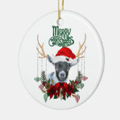 Cute Pygmy Kind Goat met kerst Keramisch Ornament (Links)