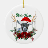 Cute Pygmy Kind Goat met kerst Keramisch Ornament (Achterkant)