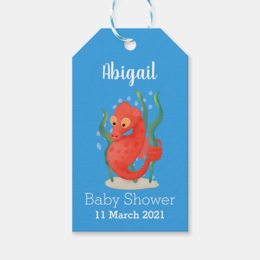 Cute pygmy seahorse cartoon cadeaulabel (Voorkant)