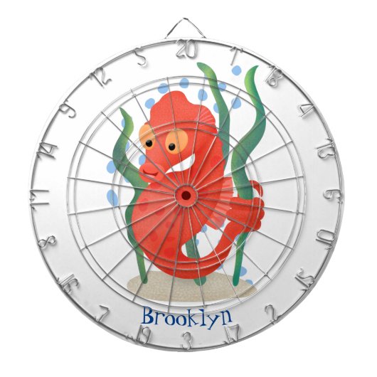 Cute pygmy seahorse cartoon dartbord (Voorkant)