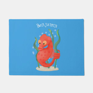 Cute pygmy seahorse cartoon deurmat