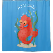 Cute pygmy seahorse cartoon douchegordijn (Voorkant)