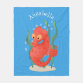 Cute pygmy seahorse cartoon fleece deken (Voorkant)