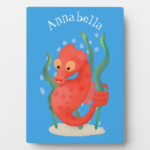 Cute pygmy seahorse cartoon fotoplaat