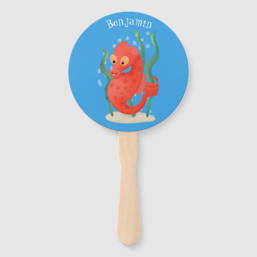 Cute pygmy seahorse cartoon handwaaier (Voorkant)