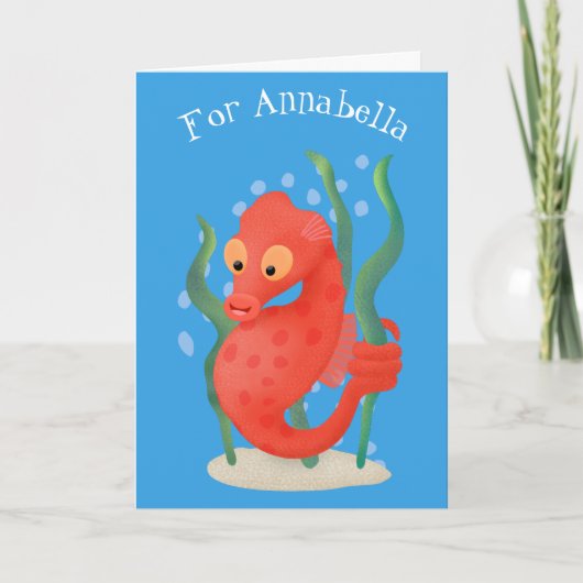 Cute pygmy seahorse cartoon kaart (Voorkant)