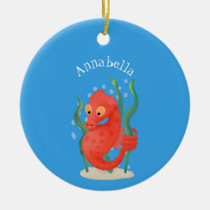 Cute pygmy seahorse cartoon keramisch ornament