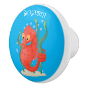 Cute pygmy seahorse cartoon keramische knop (Rechts)