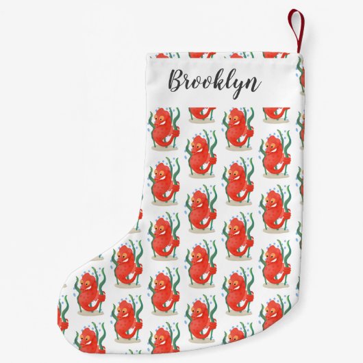 Cute pygmy seahorse cartoon kleine kerstsok (Achterkant)