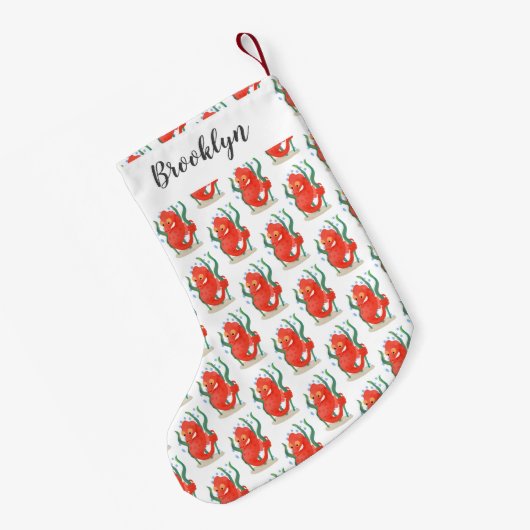 Cute pygmy seahorse cartoon kleine kerstsok (Achterkant (Hangend))