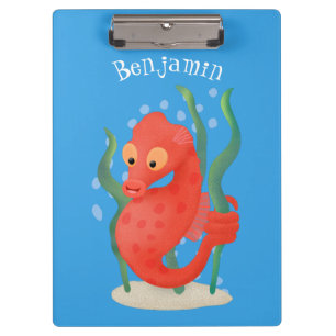 Cute pygmy seahorse cartoon klembord
