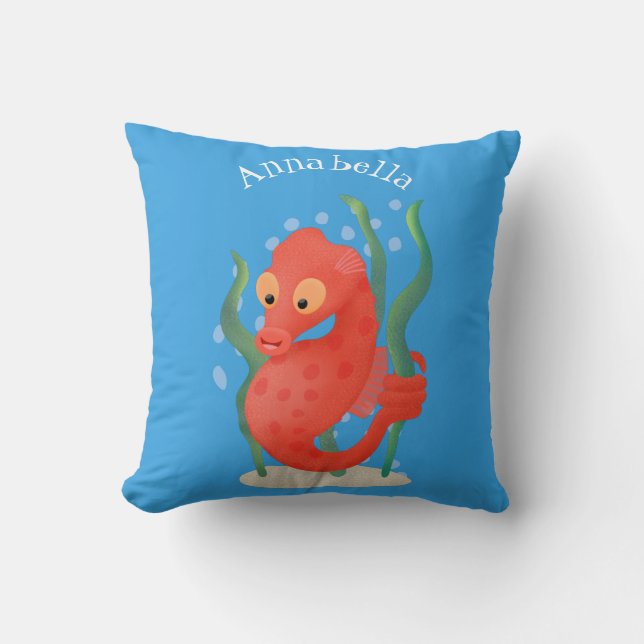Cute pygmy seahorse cartoon kussen (Voorkant)