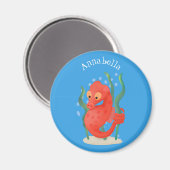 Cute pygmy seahorse cartoon magneet (Voorkant / Achterkant)