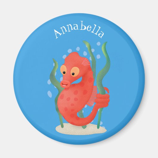 Cute pygmy seahorse cartoon magneet (Voorkant)