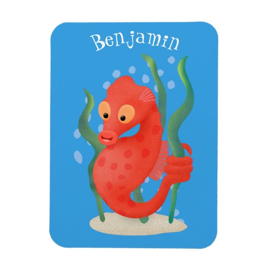 Cute pygmy seahorse cartoon magneet (Verticaal)
