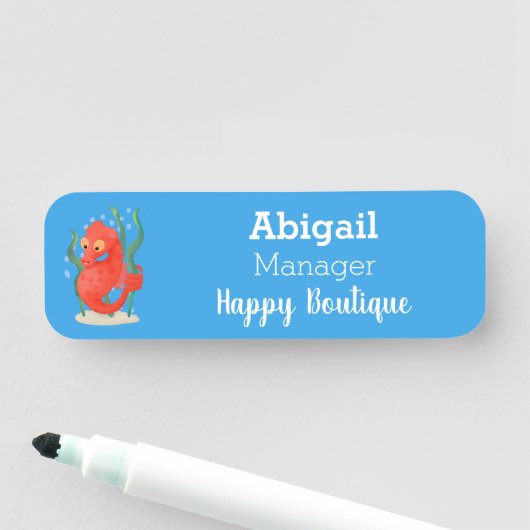 Cute pygmy seahorse cartoon naamplaatje (In situ)