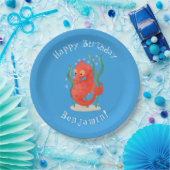 Cute pygmy seahorse cartoon papieren bordje (Feest)