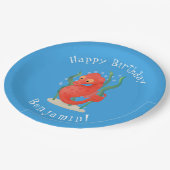 Cute pygmy seahorse cartoon papieren bordje (Gekanteld)