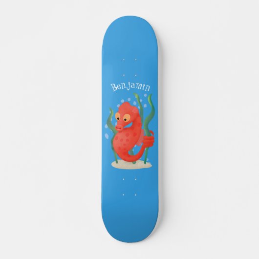 Cute pygmy seahorse cartoon persoonlijk skateboard (Voorkant)