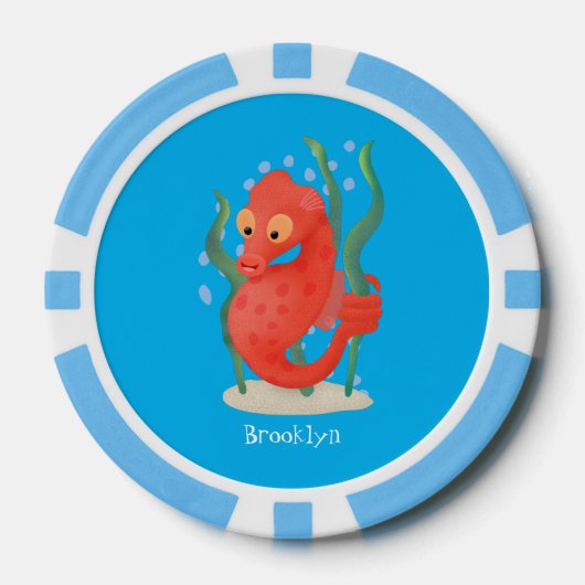 Cute pygmy seahorse cartoon poker chips (Voorkant)
