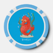 Cute pygmy seahorse cartoon poker chips (Achterkant)