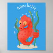 Cute pygmy seahorse cartoon poster (Voorkant)
