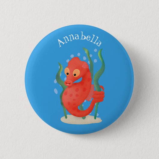 Cute pygmy seahorse cartoon ronde button 5,7 cm (Voorkant)
