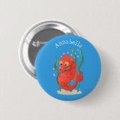 Cute pygmy seahorse cartoon ronde button 5,7 cm (Voorkant /achterkant)